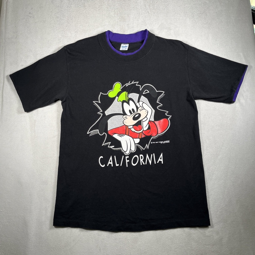 Vintage Goofy San Diego Velva Sheen Adult L Black/Purple 100% Cotton T-Shirt EUC - Picture 1 of 10